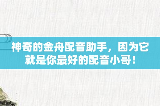 神奇的金舟配音助手，因为它就是你最好的配音小哥！