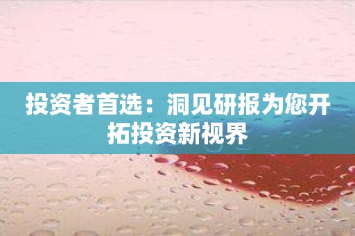 投资者首选：洞见研报为您开拓投资新视界