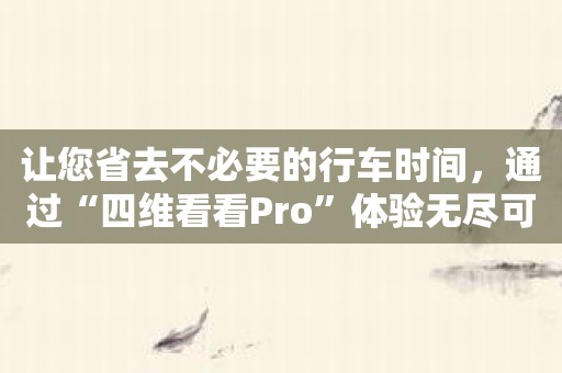 让您省去不必要的行车时间，通过“四维看看Pro”体验无尽可能