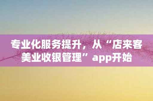 专业化服务提升，从“店来客美业收银管理”app开始