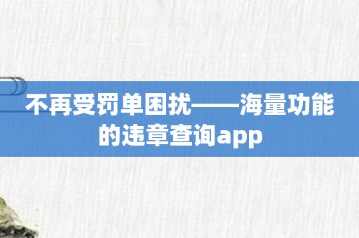 不再受罚单困扰——海量功能的违章查询app