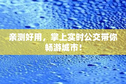 亲测好用，掌上实时公交带你畅游城市！