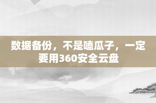 数据备份，不是嗑瓜子，一定要用360安全云盘