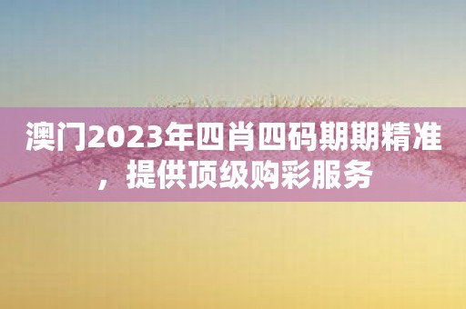 澳门2023年四肖四码期期精准，提供顶级购彩服务