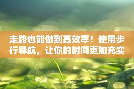 走路也能做到高效率！使用步行导航，让你的时间更加充实