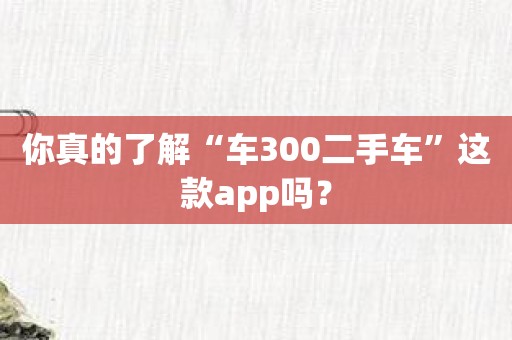 你真的了解“车300二手车”这款app吗？