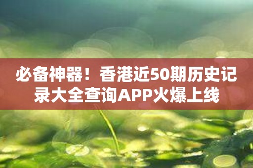 必备神器！香港近50期历史记录大全查询APP火爆上线