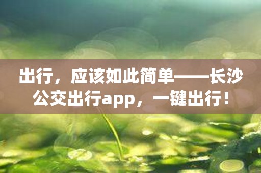 出行，应该如此简单——长沙公交出行app，一键出行！