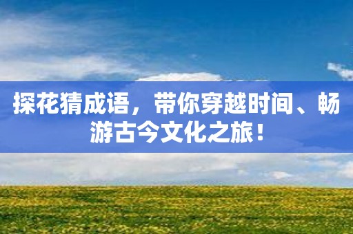 探花猜成语，带你穿越时间、畅游古今文化之旅！