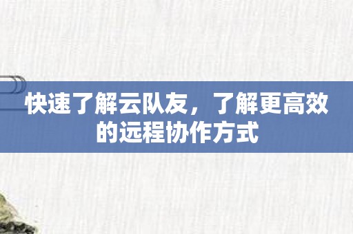 快速了解云队友，了解更高效的远程协作方式