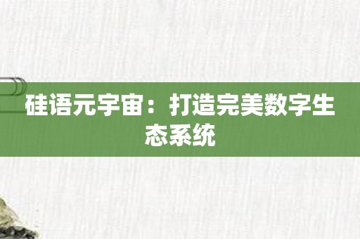 硅语元宇宙：打造完美数字生态系统