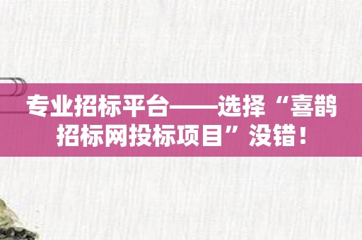 专业招标平台——选择“喜鹊招标网投标项目”没错！