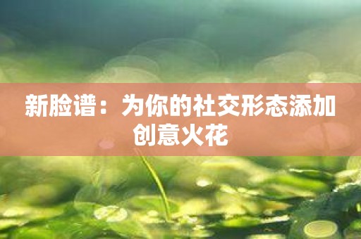 新脸谱：为你的社交形态添加创意火花