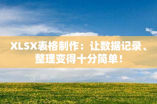 XLSX表格制作：让数据记录、整理变得十分简单！