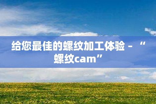 给您最佳的螺纹加工体验 – “螺纹cam”