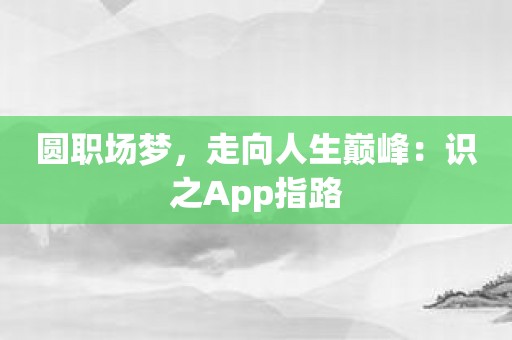 圆职场梦，走向人生巅峰：识之App指路