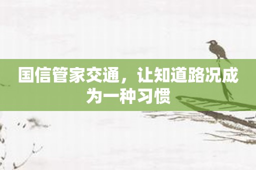 国信管家交通，让知道路况成为一种习惯