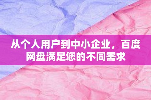 从个人用户到中小企业，百度网盘满足您的不同需求