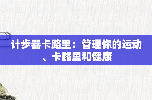 计步器卡路里：管理你的运动、卡路里和健康