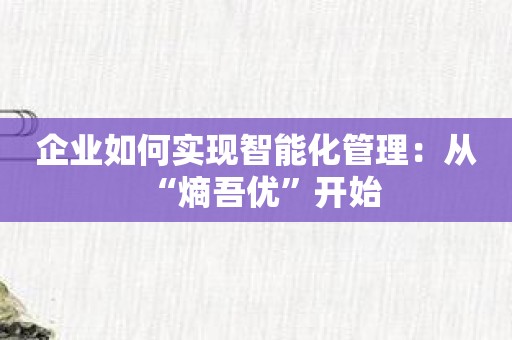 企业如何实现智能化管理：从“熵吾优”开始