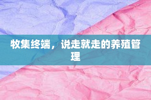 牧集终端，说走就走的养殖管理