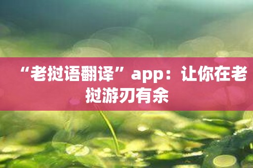 “老挝语翻译”app：让你在老挝游刃有余