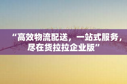 “高效物流配送，一站式服务，尽在货拉拉企业版”