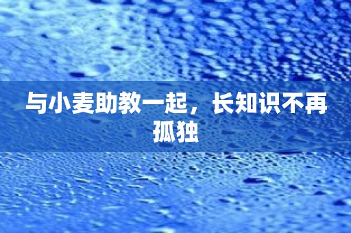 与小麦助教一起，长知识不再孤独