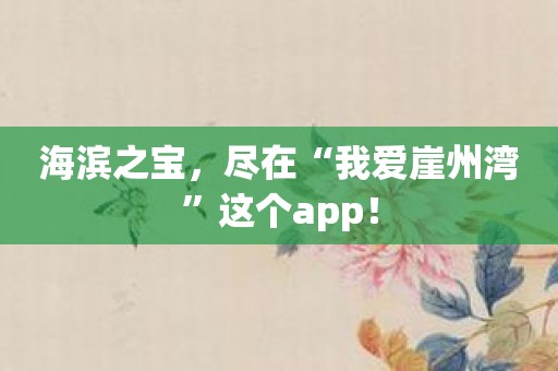 海滨之宝，尽在“我爱崖州湾”这个app！