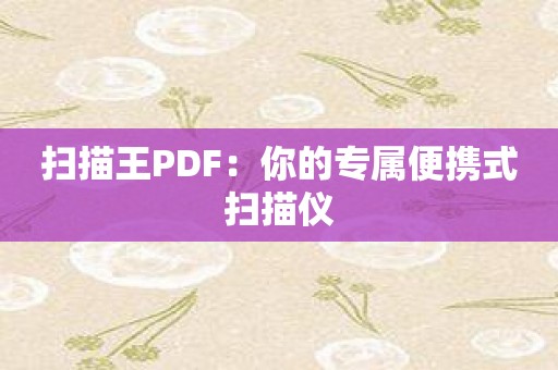 扫描王PDF：你的专属便携式扫描仪