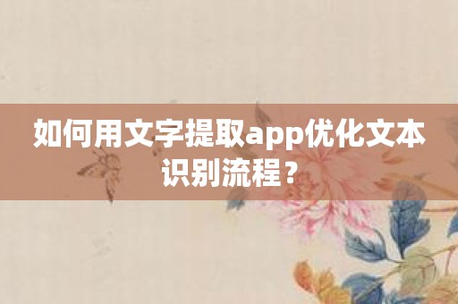 如何用文字提取app优化文本识别流程？