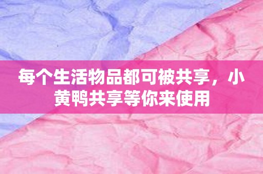 每个生活物品都可被共享，小黄鸭共享等你来使用