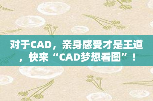 对于CAD，亲身感受才是王道，快来“CAD梦想看图”！