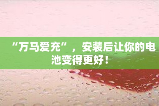 “万马爱充”，安装后让你的电池变得更好！