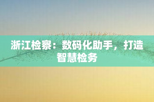 浙江检察：数码化助手，打造智慧检务