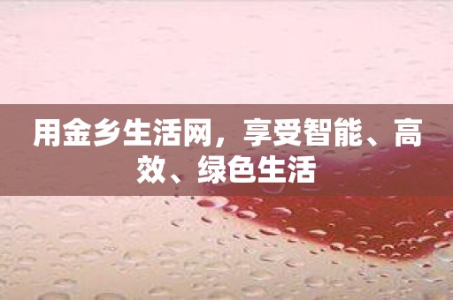 用金乡生活网，享受智能、高效、绿色生活