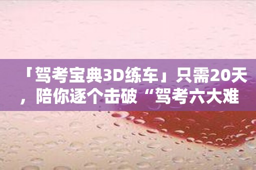 「驾考宝典3D练车」只需20天，陪你逐个击破“驾考六大难题”