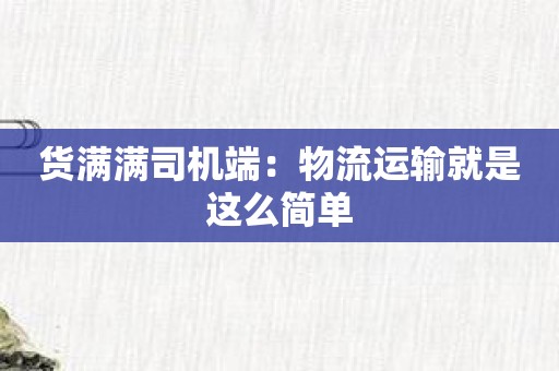 货满满司机端：物流运输就是这么简单