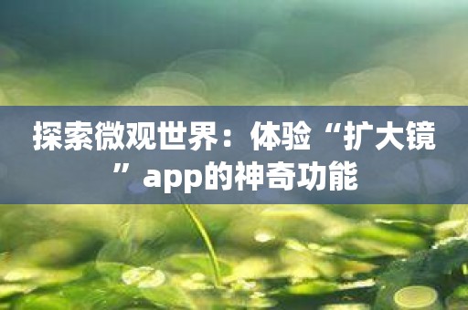 探索微观世界：体验“扩大镜”app的神奇功能