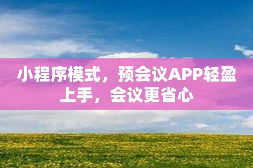 小程序模式，预会议APP轻盈上手，会议更省心