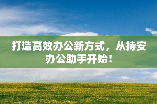 打造高效办公新方式，从持安办公助手开始！