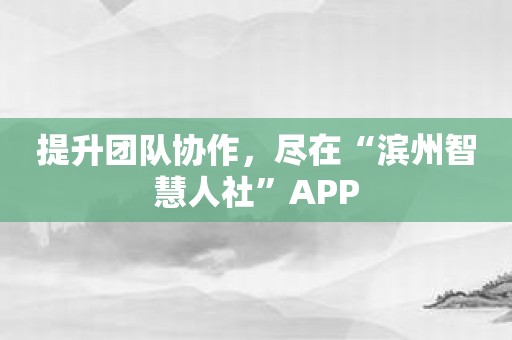 提升团队协作，尽在“滨州智慧人社”APP