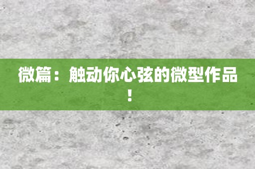 微篇：触动你心弦的微型作品！