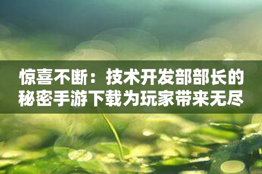 惊喜不断：技术开发部部长的秘密手游下载为玩家带来无尽惊喜！