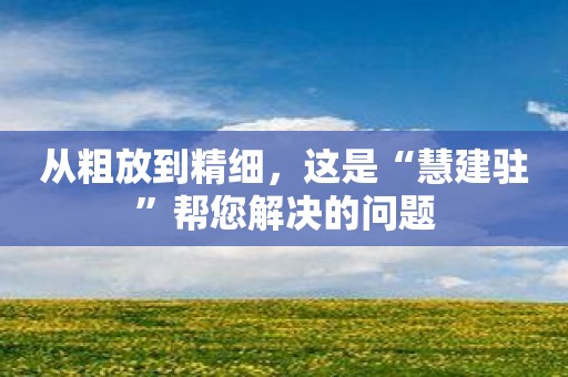 从粗放到精细，这是“慧建驻”帮您解决的问题