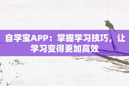 自学宝APP：掌握学习技巧，让学习变得更加高效