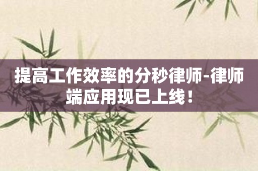 提高工作效率的分秒律师-律师端应用现已上线！