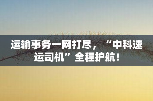 运输事务一网打尽，“中科速运司机”全程护航！