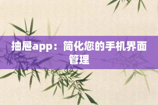 抽屉app：简化您的手机界面管理