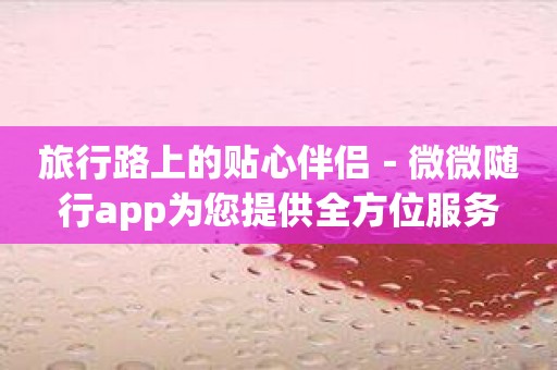 旅行路上的贴心伴侣－微微随行app为您提供全方位服务